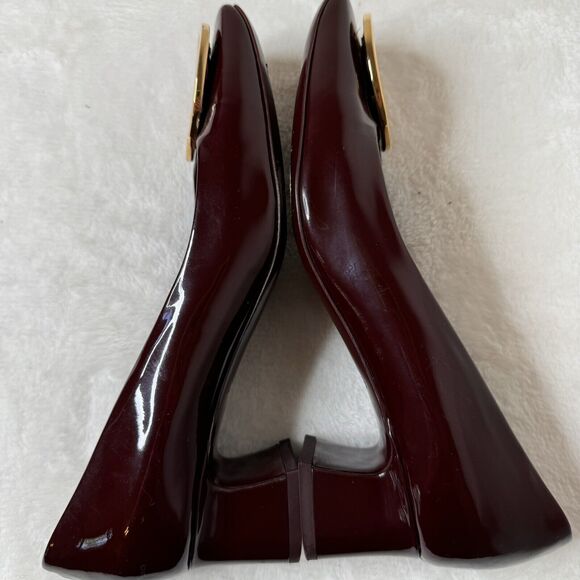 Louis Vuitton Shoes Pumps Patent Leather Burgundy Wine Loafer Size 37 Office - Picture 10 of 13